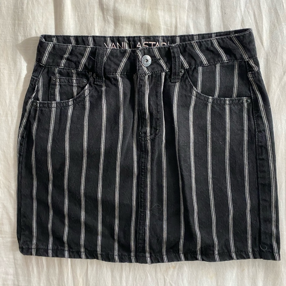 Black denim skirt